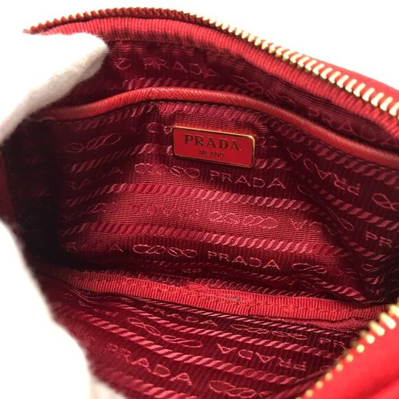 PRADA triangle logo Crossbody Pochette Shoulder Bag Nylon Red - Picture 6 of 14